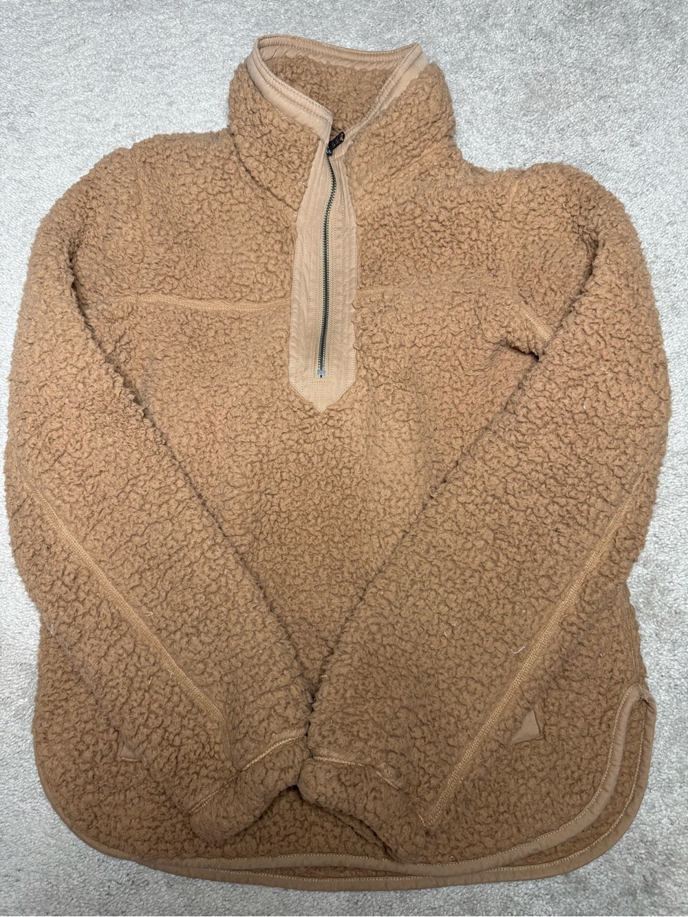 Abercrombie & Fitch Women’s Cozy Quarter-Zip Sherpa Pullover - Camel